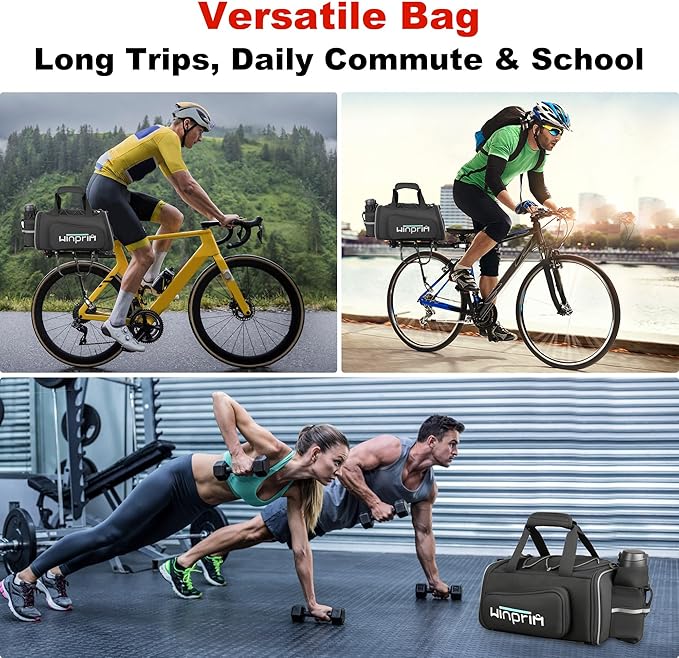 Bike Bags for Bicycle Rack Bags,18-20L Pannier Trunk Pannier with Rain Cover,Water Resistant Ebike Saddle Bag for Rear Rack handlebar Shoulder Bag for Commuter Travel Outdoor Cycling,900D-StrideForce Fitness