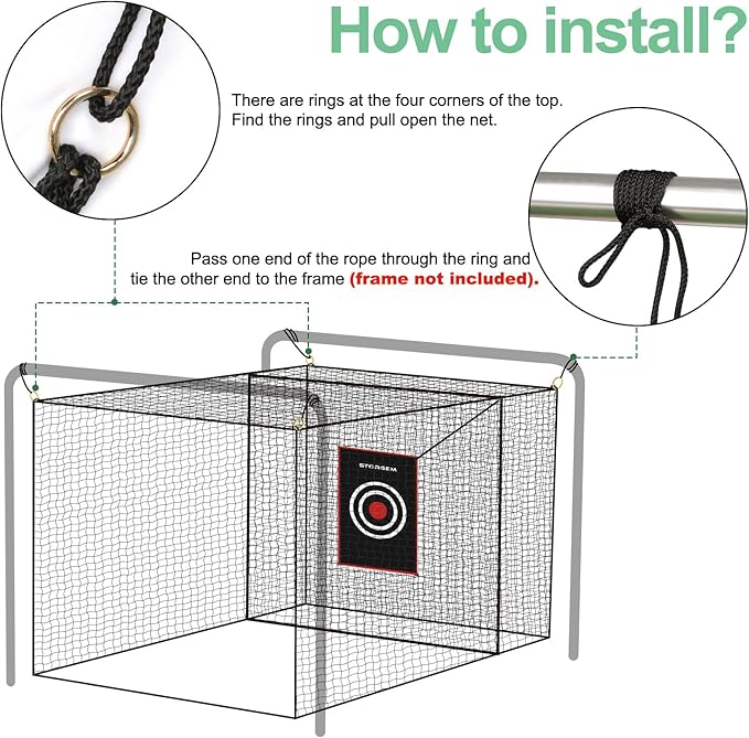 Storgem Golf Batting Cage Net with Extra Striking Net, Net Only, Heavy Duty Golf Hitting Practice Net, Backyard Batting Cage for Sports Training-StrideForce Fitness