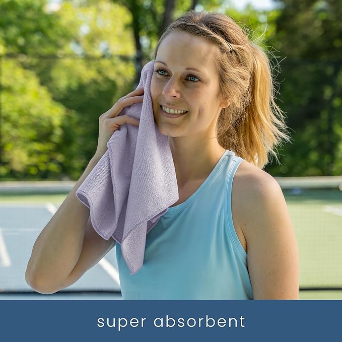 S&T INC. Microfiber Gym Towels, Yoga Towel for Home and Gym Bag, 16 Inch x 27 Inch, 6 Pack-StrideForce Fitness