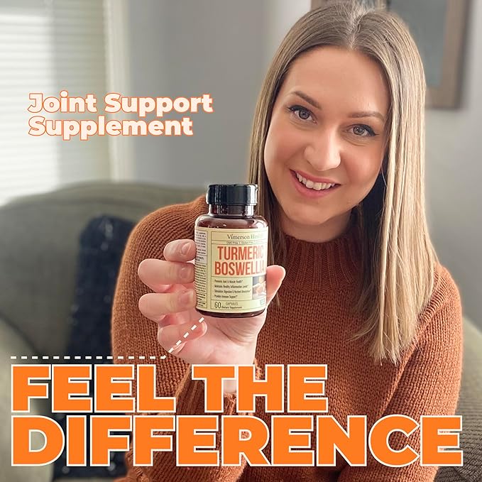 Turmeric Supplement with 65% Boswellia Extract Capsules - Turmeric Curcumin Supplement 95% Curcuminoids - Boswellia Serrata, Black Pepper, Organic Turmeric and Ginger Root Capsules - 60 Tumeric Caps-StrideForce Fitness