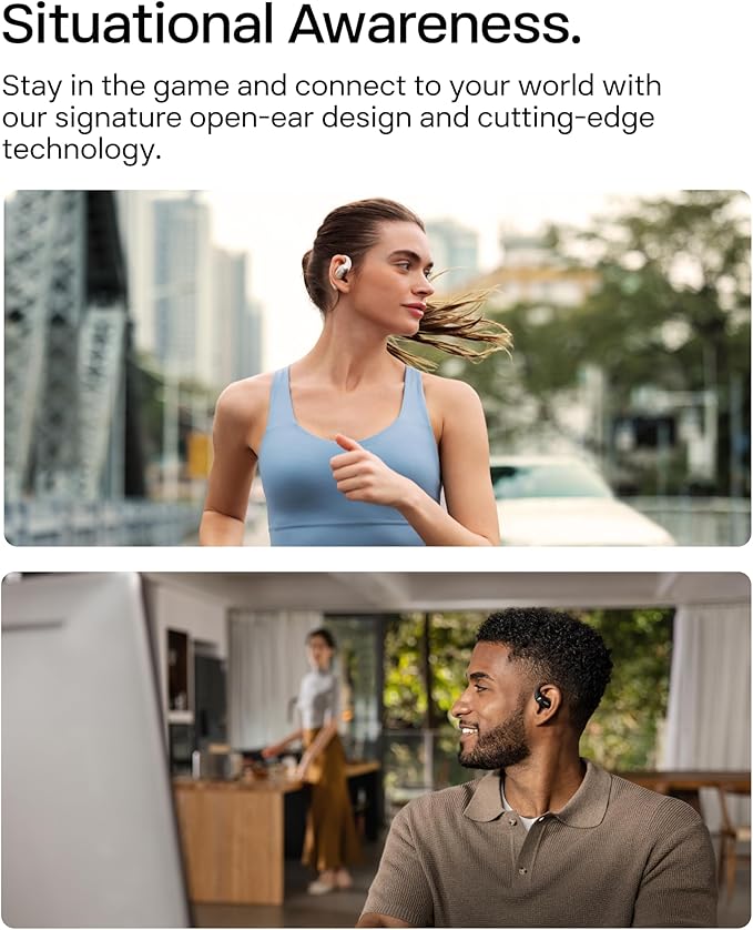 SHOKZ New OpenFit 2 Open-Ear Headphones, True Wireless Bluetooth Earphones with Microphone, Earhook Earbuds with 48 Hours of Playtime, Fast Charging, IP55 Water-Resistant, with Carrying Bag, Black-StrideForce Fitness