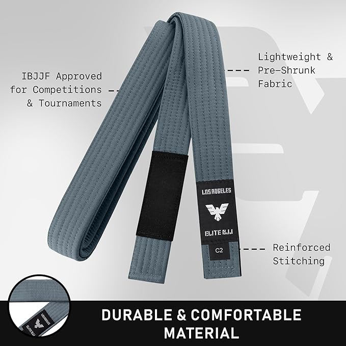 Elite Sports Kids Brazilian Jiu Jitsu Belts Preshurunk Martial Arts Youth BJJ Belts for Girls & Boys with BJJ Ranking Stripes-StrideForce Fitness