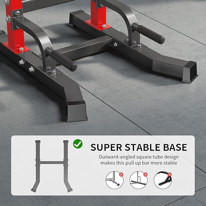 sogesfurniture Adjustable Dip Stands Assistive Trainer for Home Gym - 10-Level Height Wall-Saving Pull Up Bar, Dual Training Stands for Dip Push Up & Core Workout, Heavy Duty Steel Frame-StrideForce Fitness