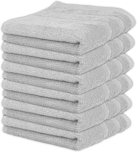 Kaufman - Premium Hand Towels Set for Bathroom, Spa, Gym, and Face Towel 100% Cotton Ring Spun, Ultra Soft Feel and Highly Absorbent Towels (Light Gray, 6-PK)-StrideForce Fitness
