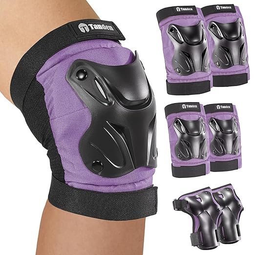 Skating Protective Gear Adult Youth Knee Pads and Elbow Pads Set, Skateboard Wrist Guards for Roller Skating Skateboarding Cycling Purple-StrideForce Fitness