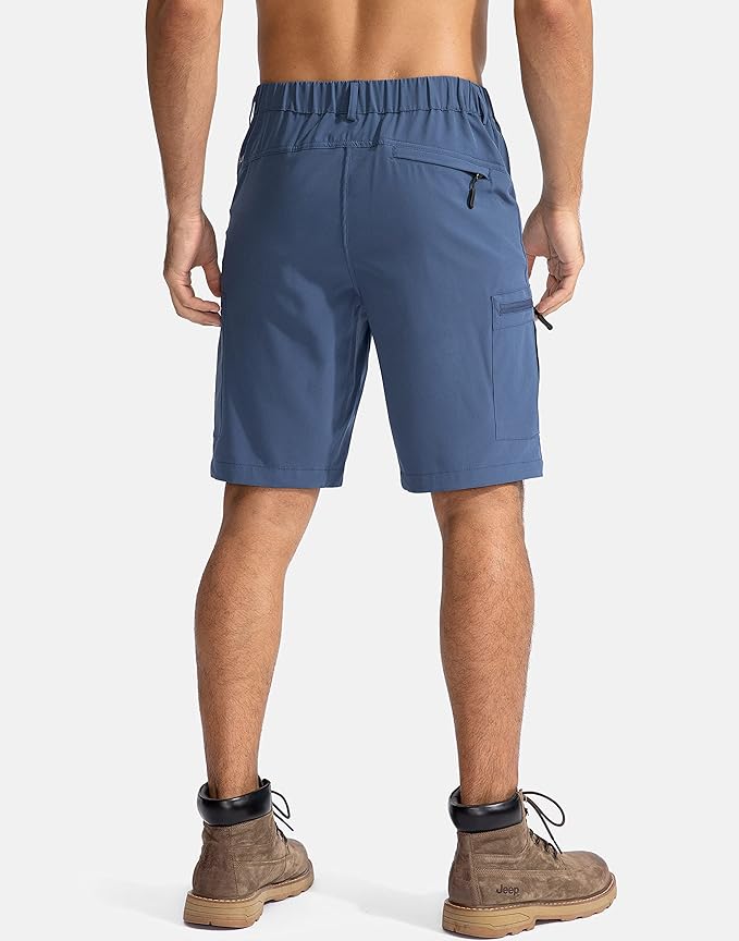 Pudolla Men's Hiking Cargo Shorts 9" Lightweight Outdoor Work Shorts for Men Travel Golf Camping Casual with 5 Zipper Pockets-StrideForce Fitness