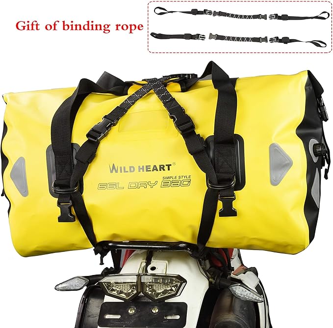 WILD HEART Waterproof Motorcycle Duffel Bag PVC500D Double-bottom With Rope Straps and Inner Pocket 40L 66L 100L for Kayaking, Camping, Boating,Motorcycle-StrideForce Fitness