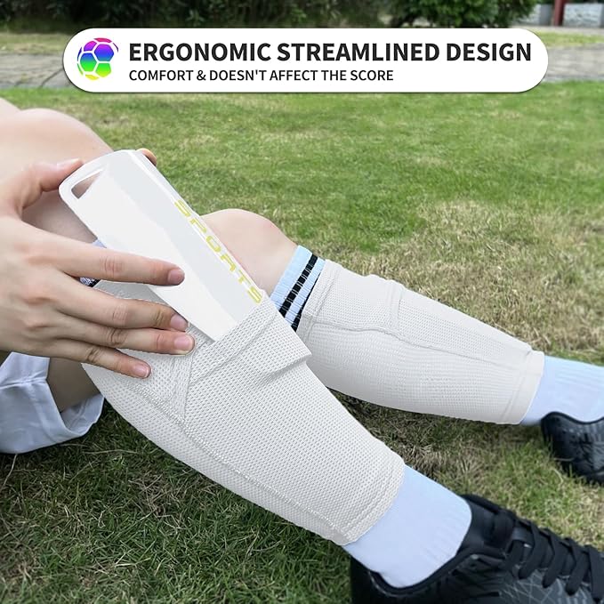 Kids Youth Soccer Shin Guards with Sleeves, Slip in Shinguards Soccer Shin Pads for 3-15 Years Old Boys Girls Child Teens-StrideForce Fitness