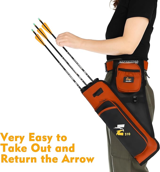 SUNYA Archery Hip Quiver for Arrows. Includes 3 Tubes Arrow Holder, Accessories Pockets and Waist Belt. Fit for Compound and Recurve Bow Practice.-StrideForce Fitness