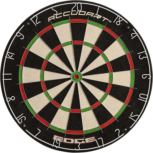 Accudart Edge Bristle Dartboard - Razor Thin Spider Wire Reduces Bounce Outs - Premium Brazilian Sisal - Advanced Metal Number Ring - Increased Playing Area - Super Thin Bullseye-StrideForce Fitness