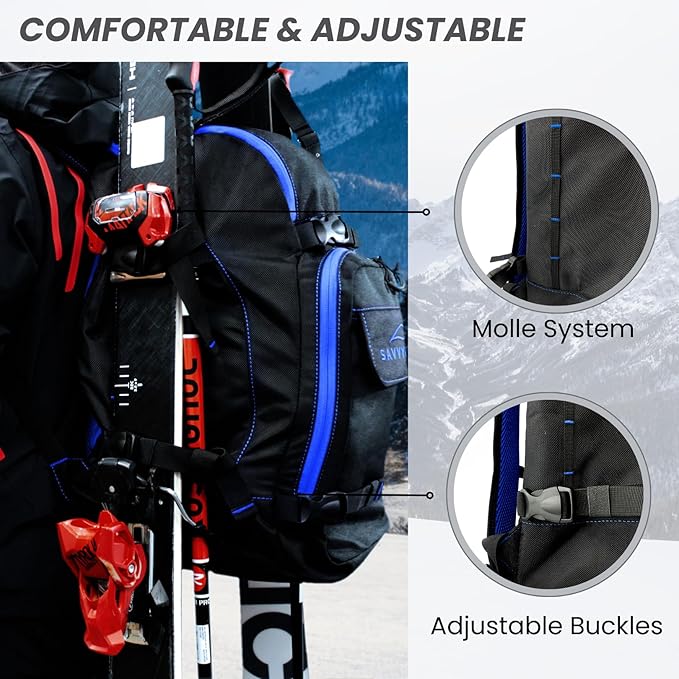 Savvycraft Ski Boot Bag, 50L Ski Backpack for Ski and Snowboard Boots, Helmets, Gloves, and Accessories, Lightweight Durable Convenient, Blue-StrideForce Fitness