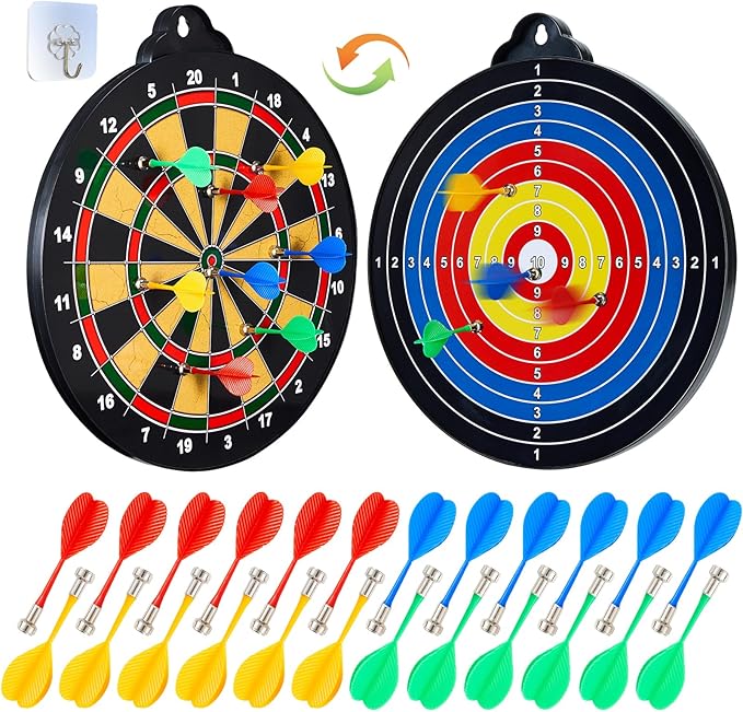 Magnetic Dart Board for Kids-12Magnetic Dart/Sticky Balls Or 2 Toy Gun+40 Foam Dart.Indoor/Outdoor Kids Games and Party Games,Christmas Birthday Gifts Toys for 3-12 Year Old Boys-StrideForce Fitness