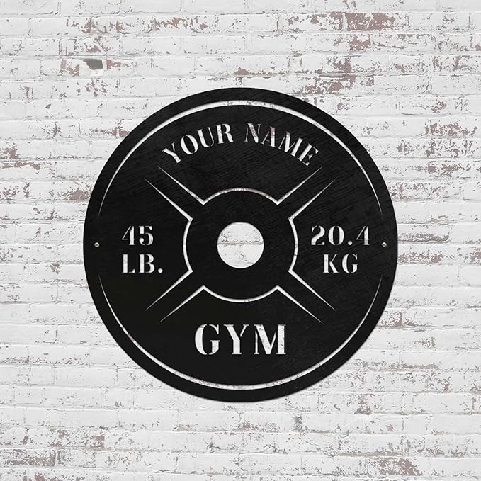 Personalized Home Gym LED Tin Metal Sign Multiple Sizes, Weight Lifting Exercise Workout Room Training Fitness Center Motivational Inspirational Quotes Decor Wall Art Hanging Accessories (06 w/o LED)-StrideForce Fitness