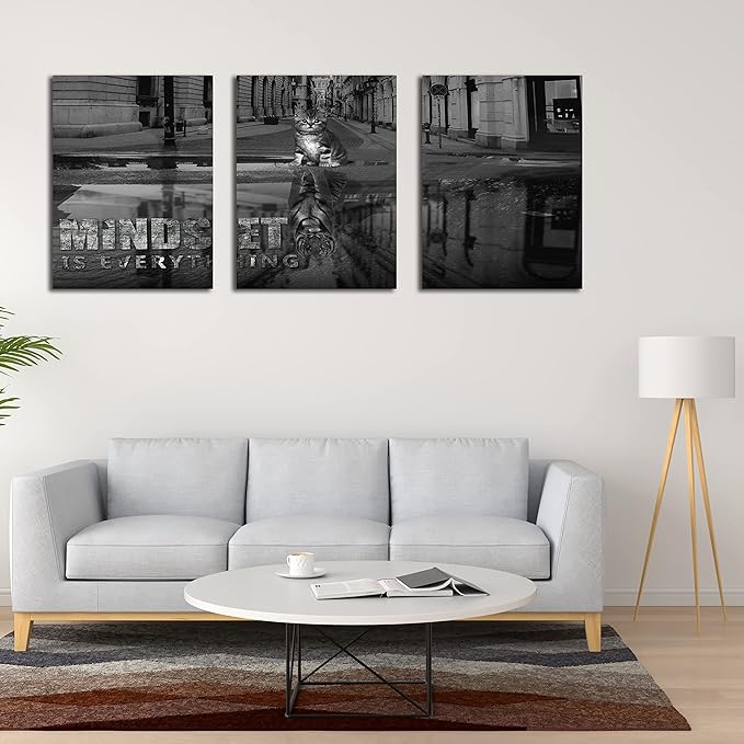 3 Panels Motivational Canvas Wall Art Inspirational Wall Art Entrepreneur Quotes Poster Print Artwork Painting Picture for Framed Home Decoration Living Room office bedroom 36''W x 16''H-StrideForce Fitness