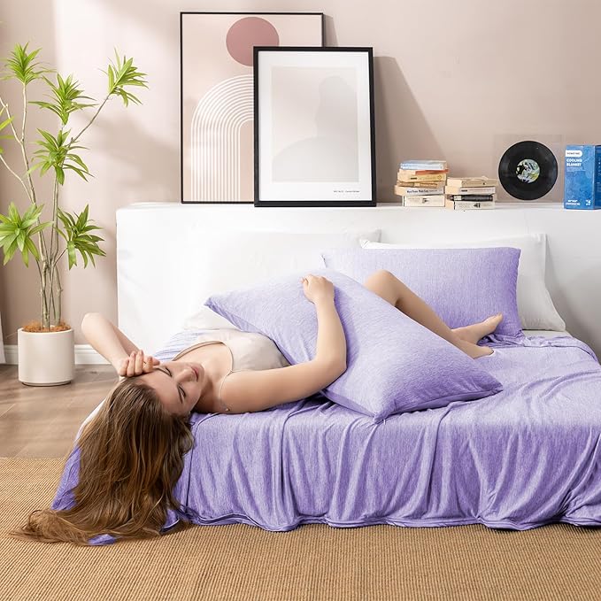HOMFINE Cooling Blankets for Hot Sleepers - Summer Blanket Thin Lightweight Breathable Soft Double Side Enhanced Cooling for Bed Couch Sofa, Keep Cool for Night Sweats (Purple, 108 x 90 inches)-StrideForce Fitness