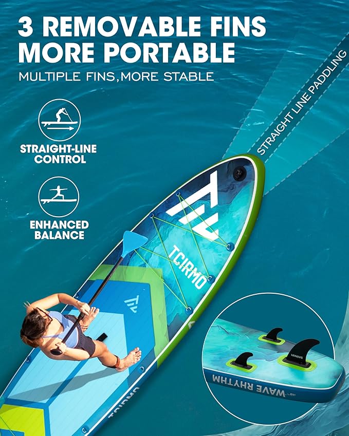 Inflatable Stand Up Paddle Board for Adults with Seam Welded Technology, 10'6''x33''x6'', Durable SUP with Dual-Blade Paddle and Complete Accessories, 390 lbs Capacity, Beginner-Friendly-StrideForce Fitness