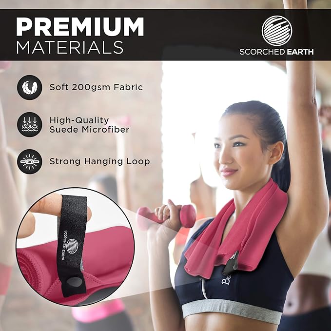 ScorchedEarth Microfiber Travel & Sports Towel Set (Rose Pink) - XL Set (39x70.5 & 12x24)-StrideForce Fitness