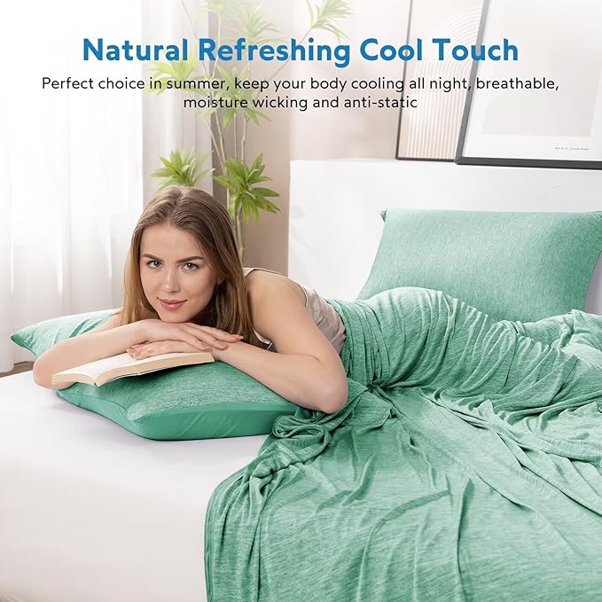 HOMFINE Cooling Blankets for Hot Sleepers - Summer Blanket Thin Lightweight Breathable Soft Double Side Enhanced Cooling for Bed Couch Sofa, Keep Cool for Night Sweats (Green, 50 x 70 inches)-StrideForce Fitness