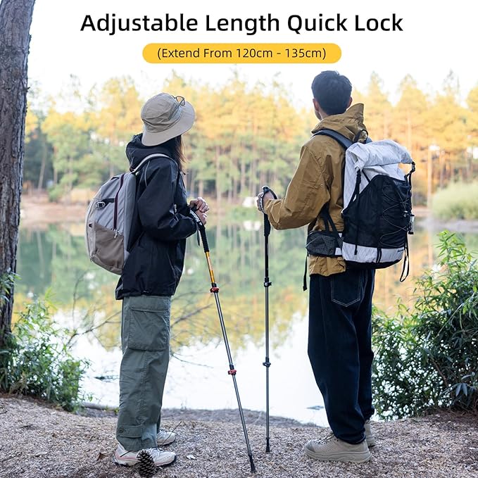 Naturehike Collapsible Trekking Poles, Adjustable Lightweight Aluminum Hiking Poles, Shock Absorption with Wrist Straps for Hiking and Daily Use, Yelllow/Green (Set of 2)-StrideForce Fitness