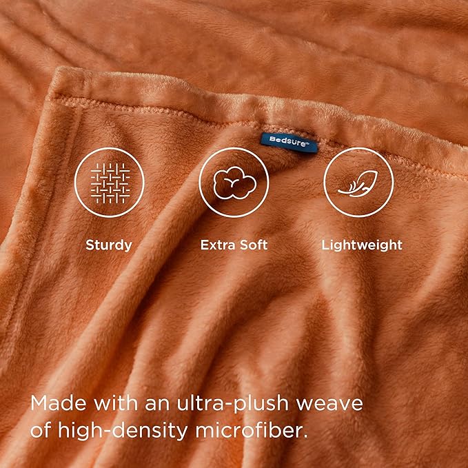 Bedsure Burnt Orange Fleece Blanket King Size - 280GSM Soft Lightweight Plush Cozy Blankets for Bed, Sofa, Couch, Travel, Camping-StrideForce Fitness