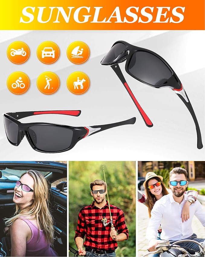 Frienda 6 Pack Polarized Sport Sunglasses for Men Multipack Fit over Glasses Pack Lot Set Men's Sport Fishing Eyeglasses-StrideForce Fitness