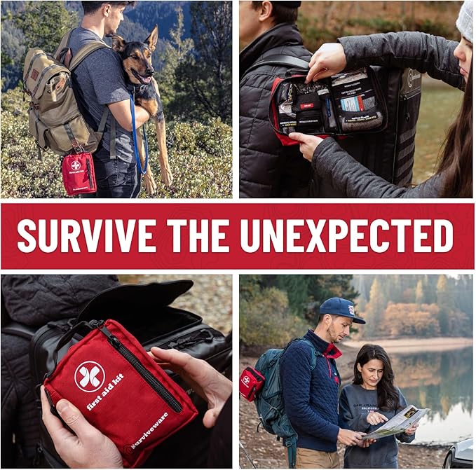 Surviveware 98 Pcs Comprehensive Premium Survival First Aid Kit - Medical Emergency Kit for Travel Camping Gear, Home Essentials & Outdoor Emergencies - HSA & FSA Eligible Survival Kit-StrideForce Fitness