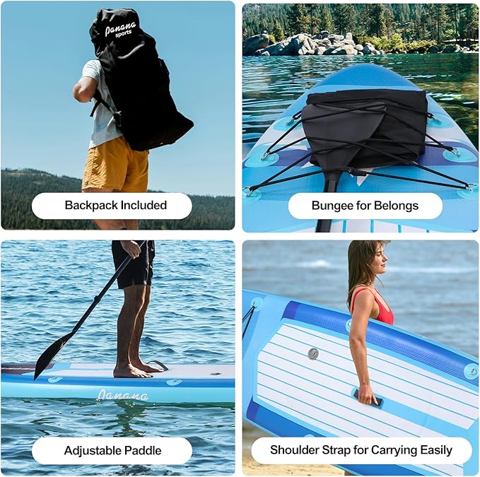 Panana Inflatable Stand Up Paddle Board, 10'x31 x6 SUP with Premium Paddle Board Accessories Kit, Anti-Slip EVA Deck for Adults Youth of All Skill Levels-StrideForce Fitness