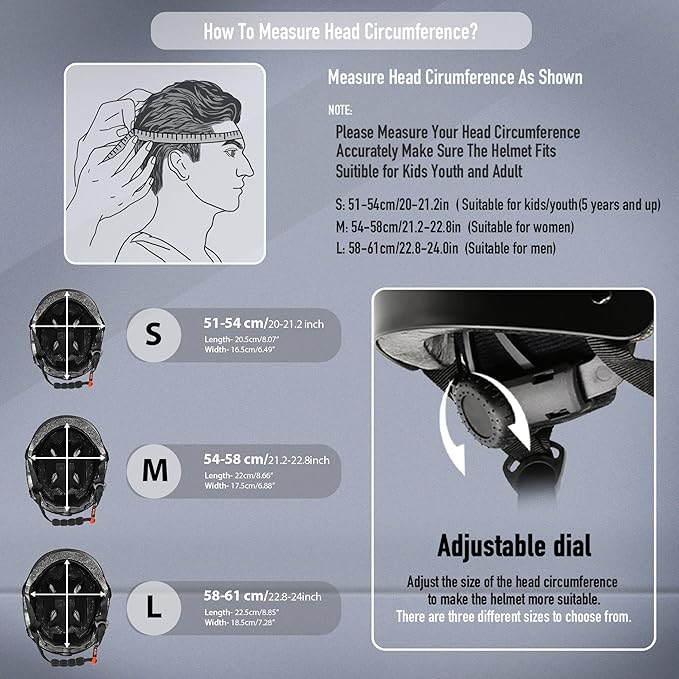 Skateboard Helmet for Adults - Adjustable Certified Safety Adults Helmet for Skateboarding Bike Bicycle Scooter Cycling Skate Skating Multisport Helmets for Women Men Boys Girls Kids Youth-StrideForce Fitness