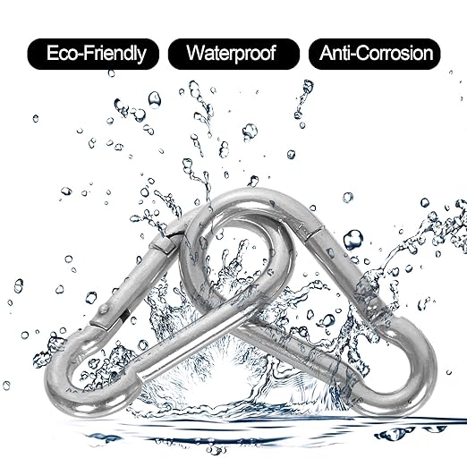 MIVIDE 50 PCS Stainless Steel Spring Snap Carabiner, Round, Silver, 2 Inch, Auto-locking, Camping, Hiking, Fishing, Boating, Dog Leash, Keychain-StrideForce Fitness