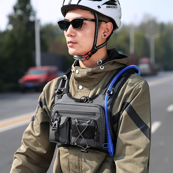 USA Original Patent Running Hydration Vest Backpack, Lightweight Chest Pack with 2.0L Water Bladder Bag Daypack for Hiking Running Cycling Race Marathon for Women Men-StrideForce Fitness