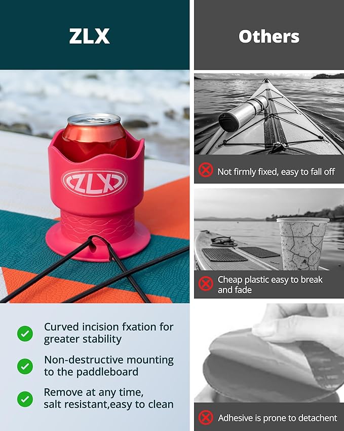 ZLX Cup Paddle Board Kayak Cup Holder, Stand Up Paddle Board Cup Holder Paddleboard Accessories Surfboards, Canoes Kayak Holder for Types of Cup Bottle Drink-StrideForce Fitness