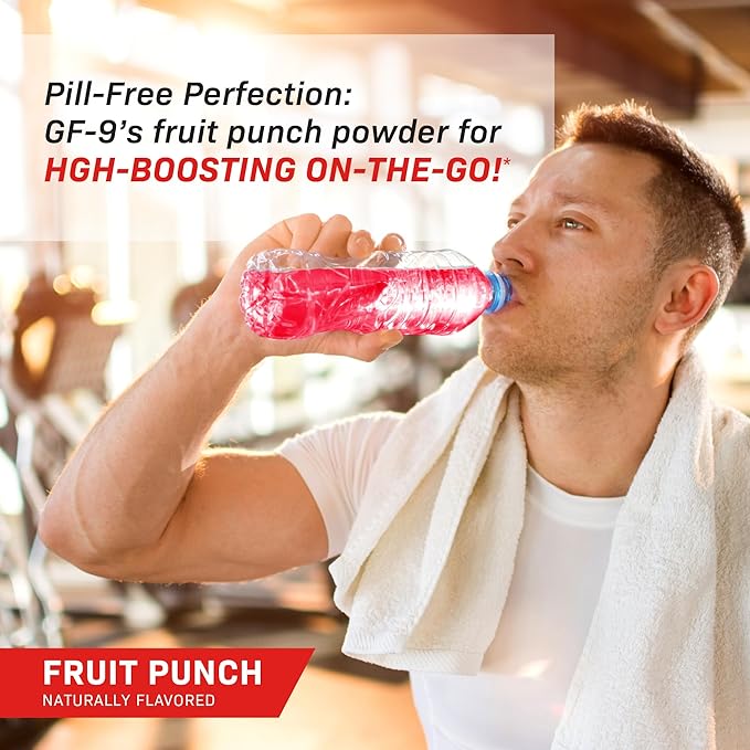 Novex Biotech GF-9 Rapid Dissolve Powder - Anti-Aging Supplements for Men, HGH Booster, Support Energy, Endurance, Sleep, Fruit Punch-StrideForce Fitness