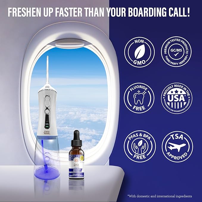 GuruNanda Gums of Steel Kit – Advanced Dental Water Flosser (UV Mode), Concentrated Mouthwash, Cocomint Pulling Oil, Butter on Gums Toothbrush & Tongue Scraper for Overall Oral Hygiene