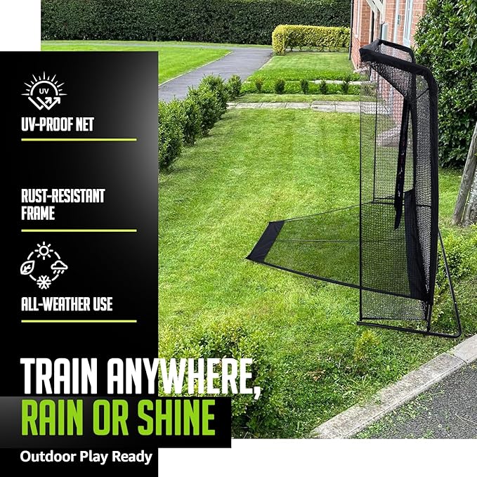 Golf Net, 10x7ft/8x8ft Golf Enclosure Net with Side Barriers/Auto-Ball Return, Low-Noise Target, Carry Bag, 4 Stakes, Hitting Practice Net for Backyard Driving Chipping Indoor Outdoor Use-StrideForce Fitness