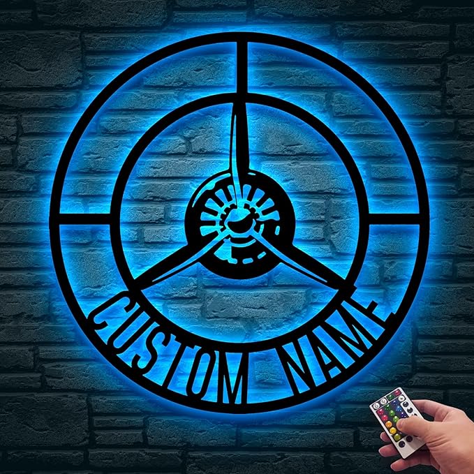 Personalized Pilot Metal Sign, LED Light Pilot Metal Wall Art, Custom Pilot Name Sign, Christmas Gift, Decoration Airforce, Xmas Gifts-StrideForce Fitness