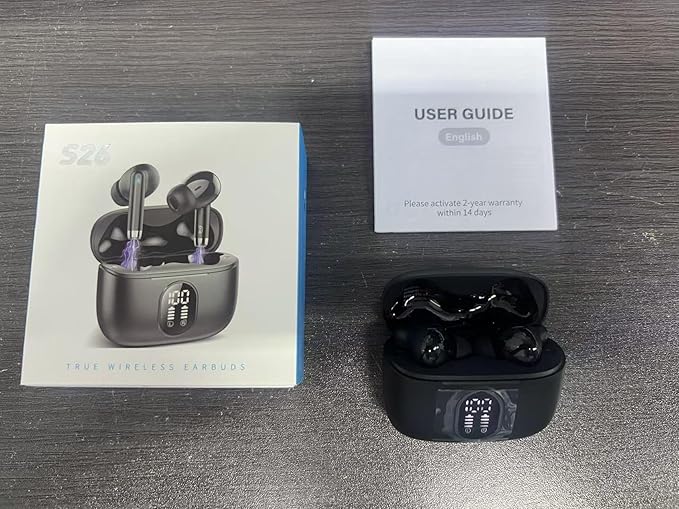 Wireless Earbuds, 2025 New Bluetooth 5.4 Headphones HiFi Stereo with 4 ENC Mic, 40H Mini Ear Buds In-Ear Noise Cancelling Earbuds with LED Screen, Ultra Light USB-C Bluetooth Earphones for Android iOS-StrideForce Fitness