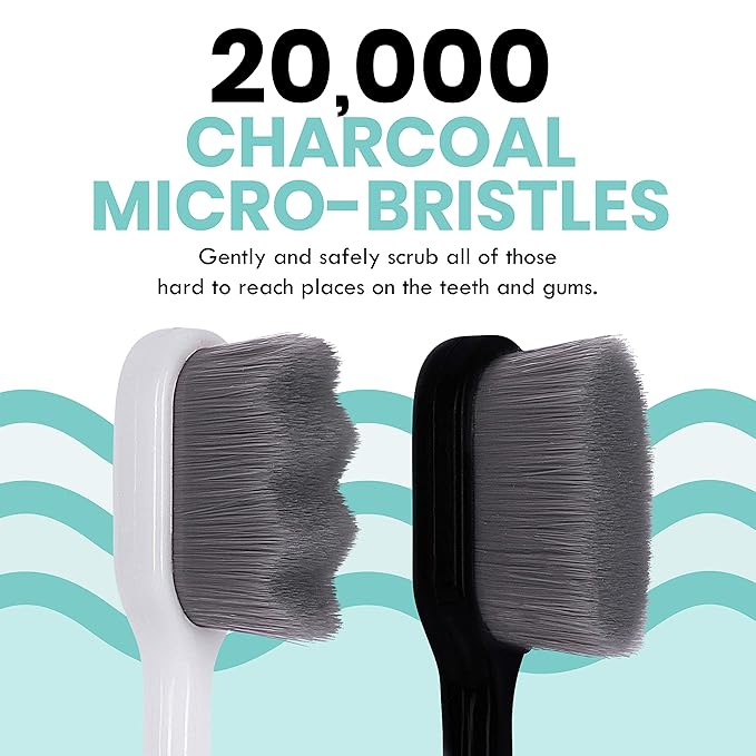 Extra Soft Charcoal Toothbrushes - Nano Toothbrush for Sensitive Gums (4 Pack)