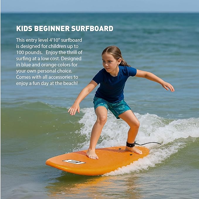 4'10" FUNBOARD Beginner Learning Softboard Surfboard Foam-StrideForce Fitness