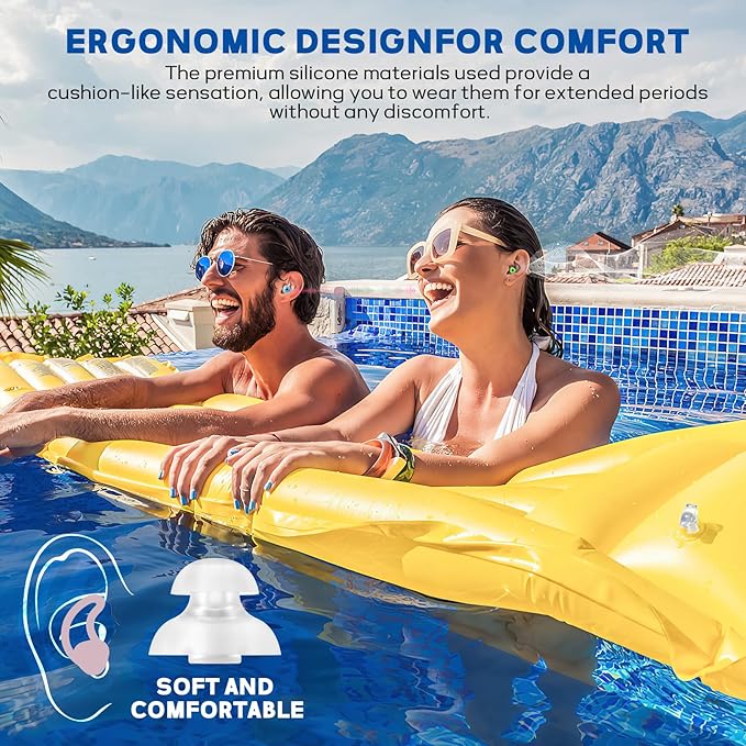 Hearprotek Swimmer Ear Plugs, [2 Pairs] Custom-fit Water Protection Adult Swimming earplugs for Swimmers Pool Shower Bathing and Other Water Sports(Blue&Green)-StrideForce Fitness