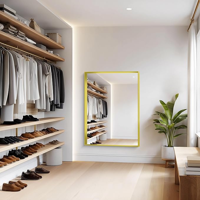 Gold Bathroom Mirror, 36x48 Inch Rectangular Framed Mirror, Large Wall Mounted Bathroom Vanity Mirror Over Sink for Bedroom,Restroom, Living Room, Hangs Vertically or Horizontally-StrideForce Fitness