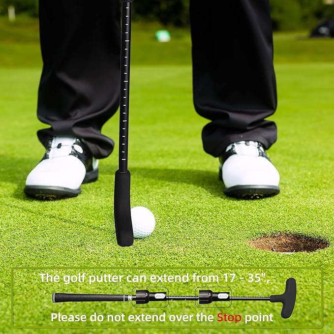 Golf Putter - Golf Putters for Men Right Handed Golfers or Left Handed Golf Putter for Kids and Womens Mini Golf Clubs Set - Two-Way Adjustable Length putters with 5 Golf Practice Ball-StrideForce Fitness