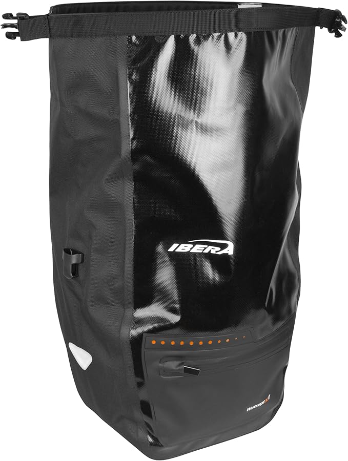 Ibera Panniers Bike Bags 30L (Pair) - Waterproof & with Quick Release/Clip-On System - Bike Saddle Bags For Rear Rack with Rain Cover & 19.8 lbs Capacity - Saddle Bag Bicycle Fits Most Racks (Black)-StrideForce Fitness