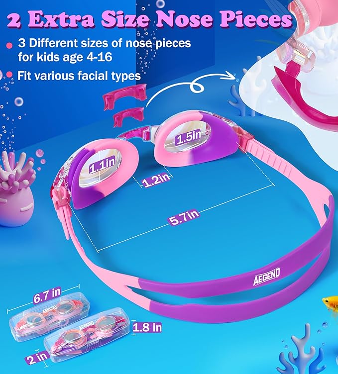 Aegend 2 Pack Kids Goggles, Swimming Goggles for Kids Age 4-16 Boys and Girls Youth, Anti-Fog Waterproof Anti-UV Pool Goggles-StrideForce Fitness