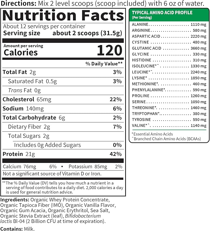 Garden of Life SPORT Whey Protein Powder Vanilla, Premium Grass Fed Whey Protein Isolate plus Probiotics for Immune System Health, 24g Protein, Non GMO, Gluten Free, Cold Processed - 20 Servings-StrideForce Fitness