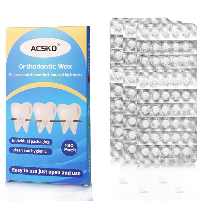 180PCS Braces Wax,Orthodontic Wax with Individual Packaging,Dental Waxs for Brace Travel Home Office,Unflavored
