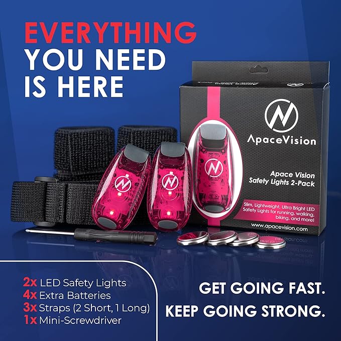 LED Safety Light (2 Pack) - Clip On Strobe/Running Lights for Runners, Dog, Bike, Walking, Boat, Kayak, Stroller and More - High Visibility Accessories for Your Reflective Gear, Bicycle-StrideForce Fitness