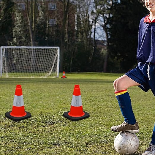 OrangeStar 8 Pack 12" Orange Traffic Safety Cones, PVC Parking Construction Cones w/Reflective Collar, Heavy Duty Base for Driving Practice, Parking Lots and Roadwork-StrideForce Fitness