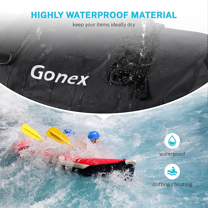 Gonex 40L 60L 80L Extra Large Waterproof Duffle Travel Dry Duffel Bag Heavy Duty Bag with Durable Straps & Handles for Kayaking Paddleboarding Boating Rafting Fishing-StrideForce Fitness