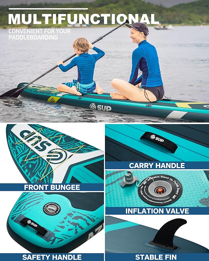 ESUP Inflatable Stand Up Paddle Board with Cup seat 33"/35" Wide Durable SUP, 11'/11'6" Stable Inflatable Paddle Boards for Adults & Youth of All Skill Levels-StrideForce Fitness