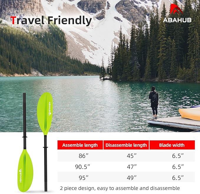 Abahub Kayak Paddle, 90.5 Inches Kayaking Oars for Boating, Canoeing with Free Paddle Leash, Aluminum Alloy Shaft Black/Blue/Green/Orange/Yellow Plastic Blades-StrideForce Fitness
